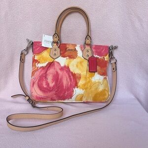 Coach Ashley Floral Print Mini Tote F21909 Leather Crossbody Strap RARE FIND